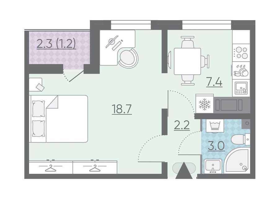 Однокомнатная квартира в : площадь 32.5 м2 , этаж: 18 – купить в Санкт-Петербурге